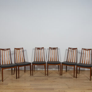 Mid-Century Teak and Leather Dining Chairs by Leslie Dandy for G-Plan, 1960s, Set of 8