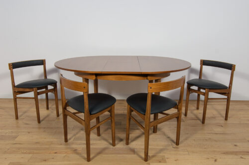 Mid-Century Round Extendable Dining Table and Chairs from McIntosh, 1960s, United Kngdom, Set of 5 - Image 7