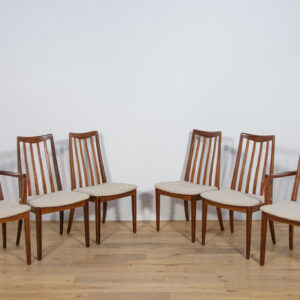 Mid-Century Teak and Fabric Dining Chairs by Leslie Dandy for G-Plan, United Knigdom, 1960s, Set of 6