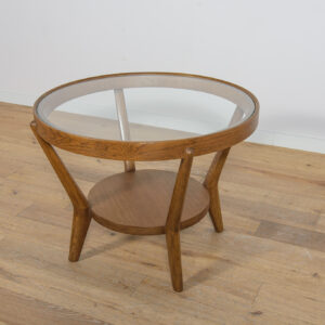 Oak & Glass Coffee Table by Karel Kozelka & Antonin Kropacek for Interier Praha, 1940s
