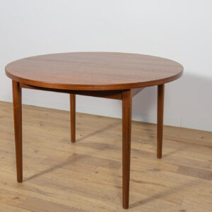 Okrągły rozkładany stół, proj. N. Jonsson, Troeds Bjärnum, Szwecja, lata 60.