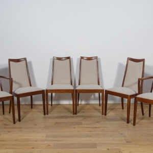 Komplet czterech krzeseł i dwóch foteli, proj. L. Dandy, G-Plan, Wielka Brytania, lata 60.