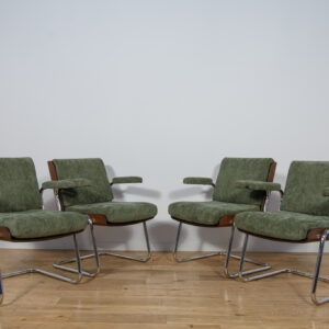 Chrome and Teak Chairs by Gordon Russell, United Knigdom, 1970s, Set of 4