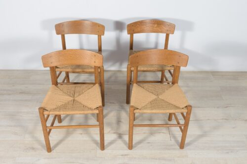 Komplet czterech krzeseł J39, FDB Møbler, proj. B. Mogensen, Duńskie krzesło lata 60.